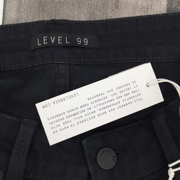 Level 99 Amber black metallic gold crop jeans dip dye distressing new 28 - Picture 8 of 9